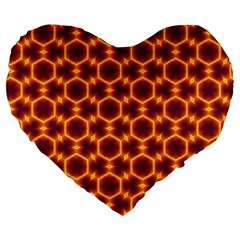 Black And Orange Diamond Pattern Large 19  Premium Flano Heart Shape Cushions