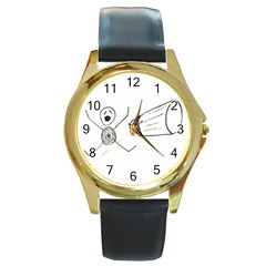 Violence Concept Drawing Illustration Small Round Gold Metal Watch by dflcprints