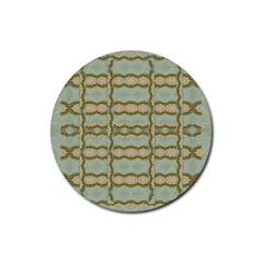 Celtic Wood Knots In Decorative Gold Rubber Coaster (round)  by pepitasart