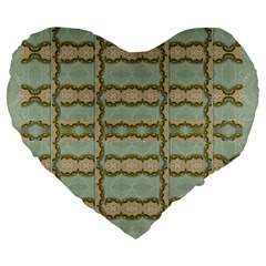 Celtic Wood Knots In Decorative Gold Large 19  Premium Heart Shape Cushions by pepitasart