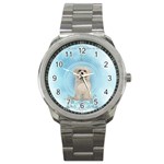 Cute Little Havanese Puppy Sport Metal Watch Front