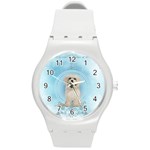 Cute Little Havanese Puppy Round Plastic Sport Watch (M) Front