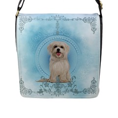 Cute Little Havanese Puppy Flap Messenger Bag (l)  by FantasyWorld7