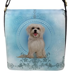 Cute Little Havanese Puppy Flap Messenger Bag (s) by FantasyWorld7