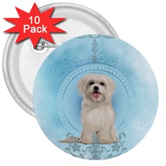 Cute Little Havanese Puppy 3  Buttons (10 Pack)  by FantasyWorld7