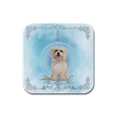 Cute Little Havanese Puppy Rubber Square Coaster (4 Pack)  by FantasyWorld7