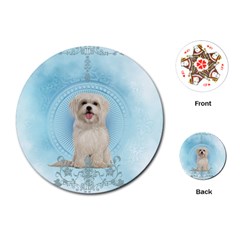 Cute Little Havanese Puppy Playing Cards (round)  by FantasyWorld7