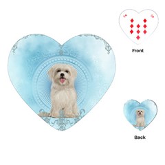 Cute Little Havanese Puppy Playing Cards (heart)  by FantasyWorld7