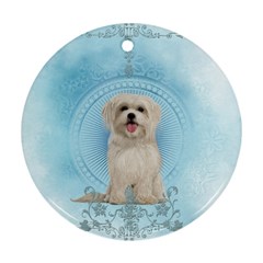 Cute Little Havanese Puppy Round Ornament (two Sides) by FantasyWorld7