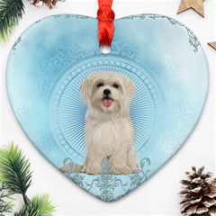 Cute Little Havanese Puppy Heart Ornament (two Sides) by FantasyWorld7