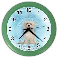 Cute Little Havanese Puppy Color Wall Clocks by FantasyWorld7