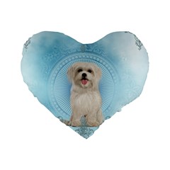 Cute Little Havanese Puppy Standard 16  Premium Heart Shape Cushions by FantasyWorld7