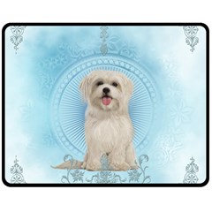 Cute Little Havanese Puppy Double Sided Fleece Blanket (medium)  by FantasyWorld7