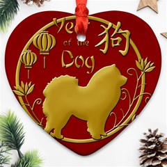 Year Of The Dog - Chinese New Year Ornament (heart) by Valentinaart