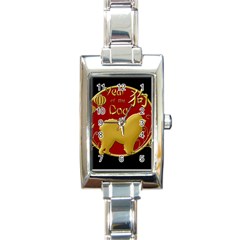 Year Of The Dog - Chinese New Year Rectangle Italian Charm Watch by Valentinaart