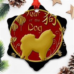 Year Of The Dog - Chinese New Year Snowflake Ornament (two Sides) by Valentinaart