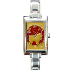 Year Of The Dog - Chinese New Year Rectangle Italian Charm Watch by Valentinaart