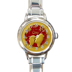 Year Of The Dog - Chinese New Year Round Italian Charm Watch by Valentinaart