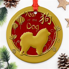 Year Of The Dog - Chinese New Year Round Ornament (two Sides) by Valentinaart