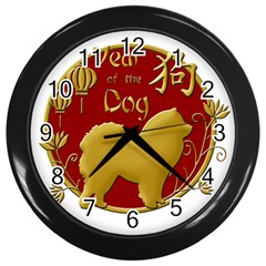 Year Of The Dog - Chinese New Year Wall Clocks (black) by Valentinaart