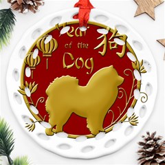 Year Of The Dog - Chinese New Year Ornament (round Filigree) by Valentinaart