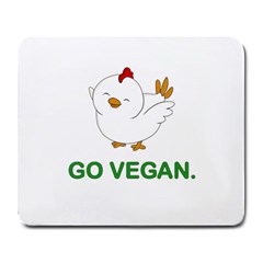 Go Vegan - Cute Chick  Large Mousepads by Valentinaart