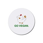 Go Vegan - Cute Chick  Rubber Coaster (Round)  Front