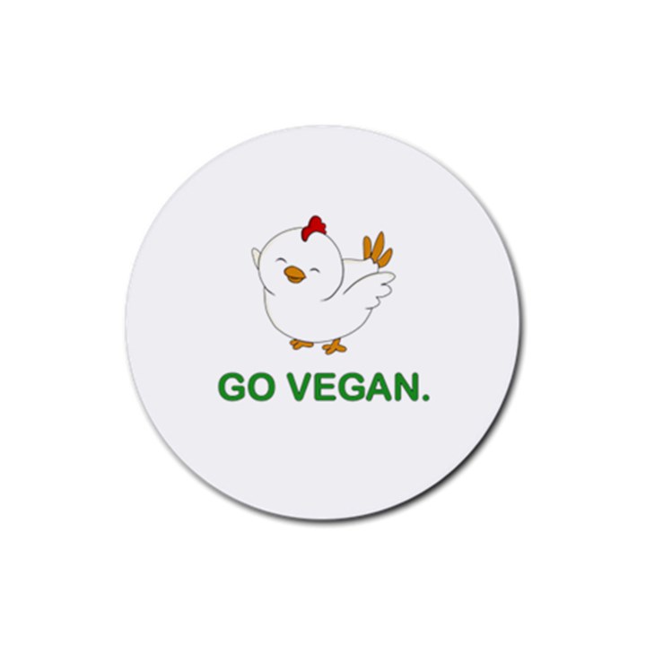 Go Vegan - Cute Chick  Rubber Coaster (Round) 