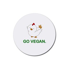 Go Vegan - Cute Chick  Rubber Round Coaster (4 Pack)  by Valentinaart