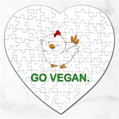 Go Vegan - Cute Chick  Jigsaw Puzzle (heart) by Valentinaart