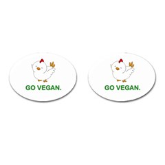 Go Vegan - Cute Chick  Cufflinks (oval) by Valentinaart