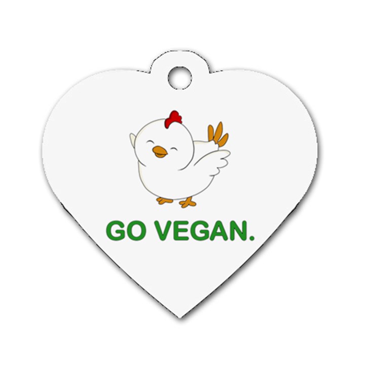 Go Vegan - Cute Chick  Dog Tag Heart (One Side)