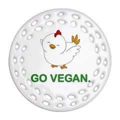 Go Vegan - Cute Chick  Round Filigree Ornament (two Sides) by Valentinaart