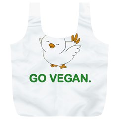 Go Vegan - Cute Chick  Full Print Recycle Bags (l)  by Valentinaart