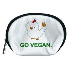 Go Vegan - Cute Chick  Accessory Pouches (medium)  by Valentinaart