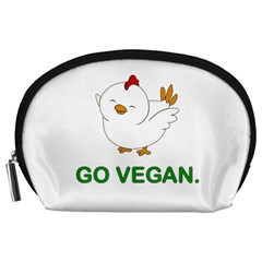 Go Vegan - Cute Chick  Accessory Pouches (large)  by Valentinaart