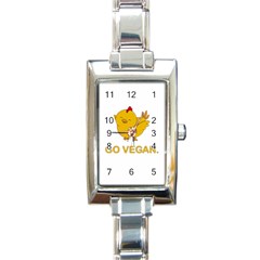 Go Vegan - Cute Chick  Rectangle Italian Charm Watch by Valentinaart