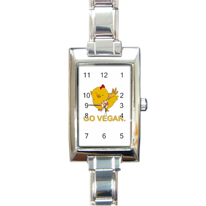 Go Vegan - Cute Chick  Rectangle Italian Charm Watch