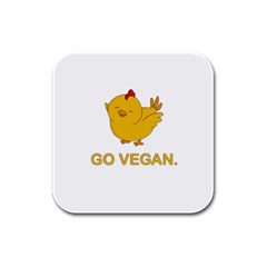 Go Vegan - Cute Chick  Rubber Square Coaster (4 Pack)  by Valentinaart