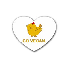 Go Vegan - Cute Chick  Rubber Coaster (heart)  by Valentinaart