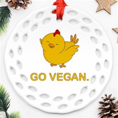 Go Vegan - Cute Chick  Round Filigree Ornament (two Sides) by Valentinaart