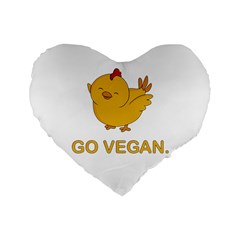 Go Vegan - Cute Chick  Standard 16  Premium Flano Heart Shape Cushions by Valentinaart