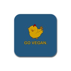 Go Vegan - Cute Chick  Rubber Square Coaster (4 Pack)  by Valentinaart