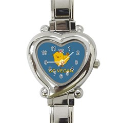 Go Vegan - Cute Chick  Heart Italian Charm Watch by Valentinaart