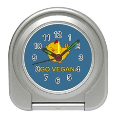 Go Vegan - Cute Chick  Travel Alarm Clocks by Valentinaart