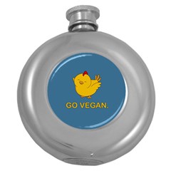 Go Vegan - Cute Chick  Round Hip Flask (5 Oz) by Valentinaart