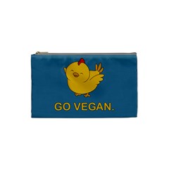 Go Vegan - Cute Chick  Cosmetic Bag (small)  by Valentinaart