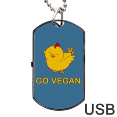 Go Vegan - Cute Chick  Dog Tag Usb Flash (one Side) by Valentinaart