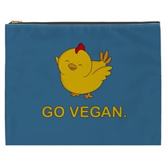 Go Vegan - Cute Chick  Cosmetic Bag (xxxl)  by Valentinaart