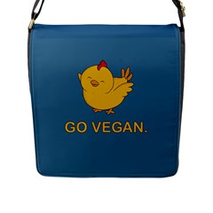 Go Vegan - Cute Chick  Flap Messenger Bag (l)  by Valentinaart